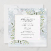 Winter Greenery Bridesmaids Luncheon Square Einladung (Vorderseite)