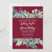 Winter Greenery Burgundy feierliche Hochzeit Einladung (Vorderseite)