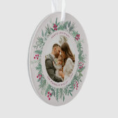Winter Greenery Christmas Photo Wreath Ornament (Vorderseite)