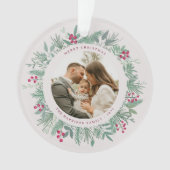 Winter Greenery Christmas Photo Wreath Ornament (Vorderseite)