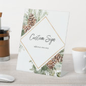 Winter Greenery Custom Text Pedestal Schild (In SItu)