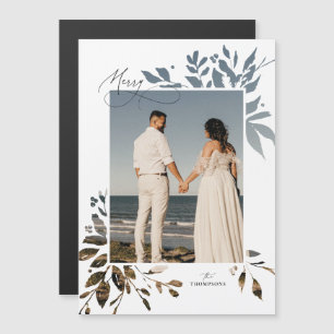 Winter Greenery Cutout Holiday Magnetic Foto Card Magneteinladung