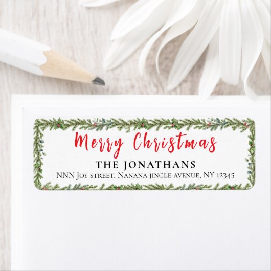  Winter Greenery Elegant Christmas Return Address (Insitu)