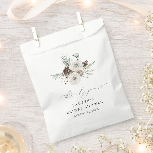 Winter Greenery Elegant Danke Brautparty Geschenktütchen (Ausgeschnitten)