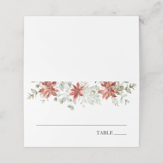 Winter Greenery Elegante Weihnachtsnachtsnacht Pla Platzkarte (Außenseite Aufgefaltet)