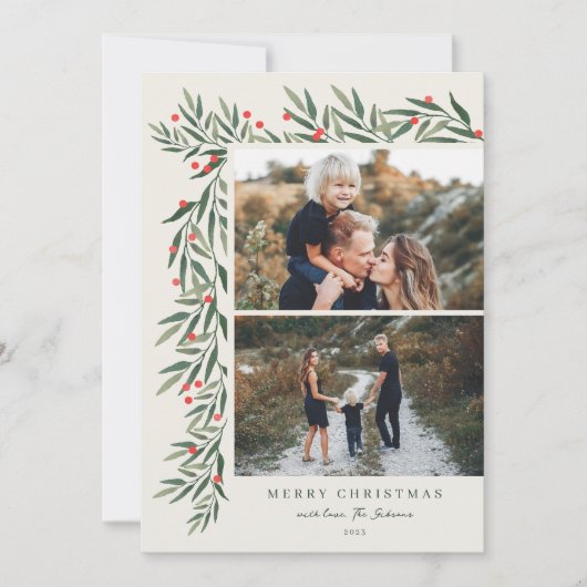 Winter Greenery Elfenbein 2 Foto Weihnachten (Vorderseite)