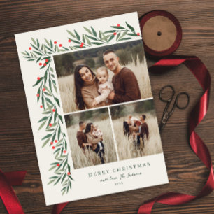 Winter Greenery Elfenbein 3 Foto Weihnachten Magnetkarte