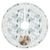 Winter Greenery Family Foto Religiöse Weihnachten Polyester Weihnachtsbaumdecke (Vorderseite)