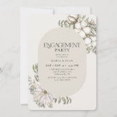 Winter Greenery Floral Oval ElfenbeinEngagement Pa Einladung (Vorderseite)