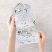 Winter Greenery Floral QR Code Hochzeit All In One Einladung (Abreißen)