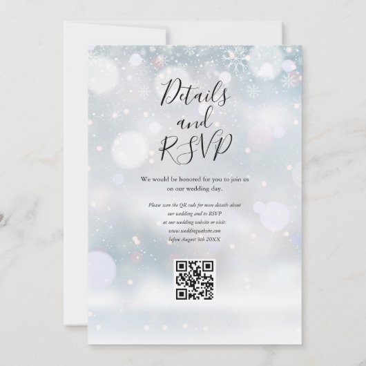 Winter Greenery Floral QR Code Hochzeit Einladung (Rückseite)