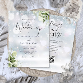 Winter Greenery Floral QR Code Hochzeit Einladung