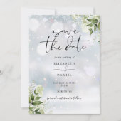 Winter Greenery Floral QR Code Hochzeit Save The Date (Vorderseite)