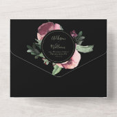 Winter Greenery Florals Black All In One Einladung (Rückseite)
