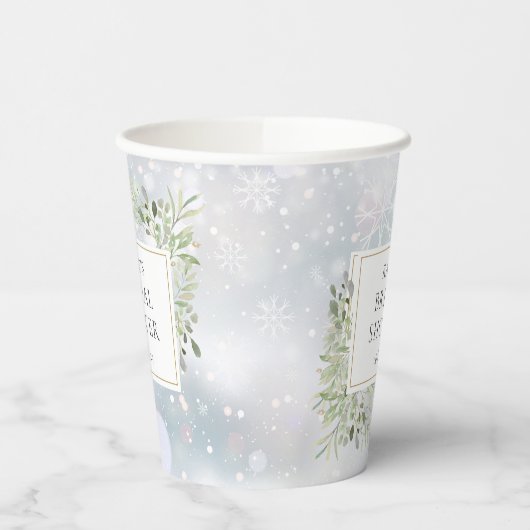 Winter Greenery Foliage Brautparty Pappbecher (Links)