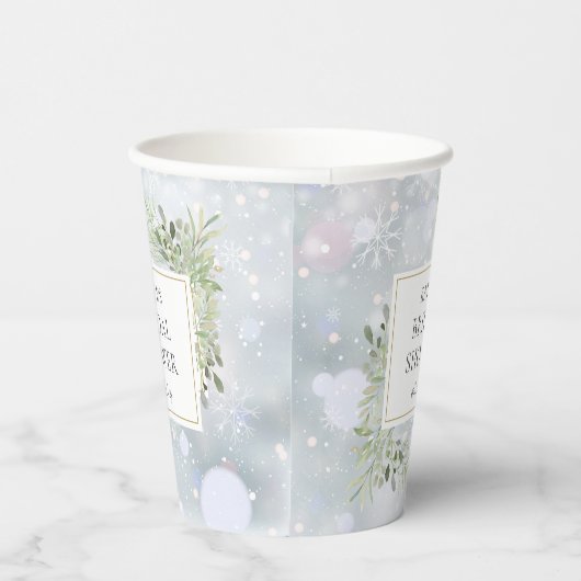 Winter Greenery Foliage Brautparty Pappbecher (Rechts)