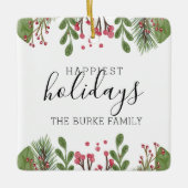 Winter Greenery Foliage Foto Keramikornament (Vorderseite)