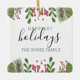 Winter Greenery Foliage Personalisiert Keramikornament