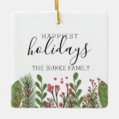 Winter Greenery Foliage Personalisiert Keramikornament (Vorderseite)