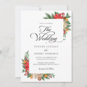 Winter Greenery Foliage Weihnachtsfeier Hochzeit Einladung (Vorderseite)