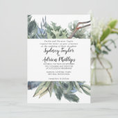 Winter Greenery Formal Wedding Einladung (Stehend Vorderseite)