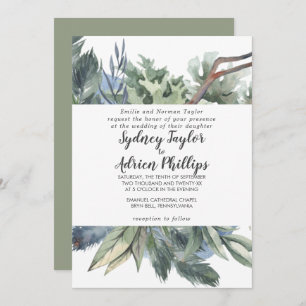 Winter Greenery Formal Wedding Einladung