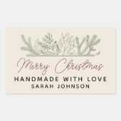 Winter Greenery Frohe Weihnachten Handmade Rechteckiger Aufkleber (Vorderseite)