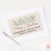 Winter Greenery Frohe Weihnachten Handmade Rechteckiger Aufkleber (Umschlag)