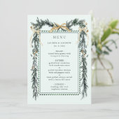 Winter Greenery Garland Wedding Mint Green Menükarte (Stehend Vorderseite)