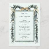 Winter Greenery Garland Wedding Mint Green Menükarte (Vorderseite)