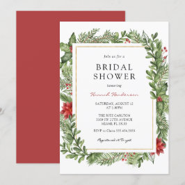 Winter Greenery Gold Frame Brautparty Einladung