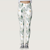 Winter Greenery Gold Snowflakes Weihnachten Leggings (Vorderseite)