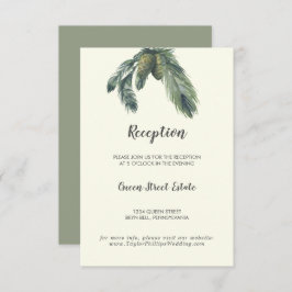 Winter Greenery | Hochzeitsempfang für Elfenbein Begleitkarte