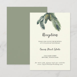 Winter Greenery Hochzeitsempfang für Elfenbein Begleitkarte