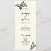 Winter Greenery | Hochzeitsprogramm für Elfenbein Programm (Vorderseite)