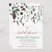 Winter Greenery Holiday Brautparty Einladung (Vorne/Hinten)