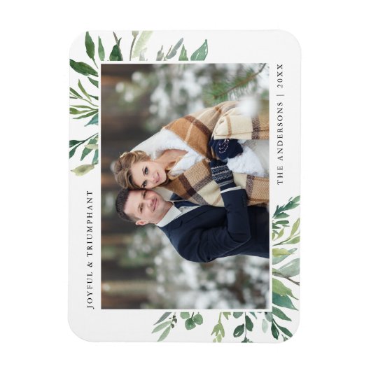 Winter Greenery | Holiday Foto Magnet (Vertikal)