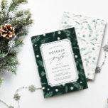 Winter Greenery Holiday Party Einladung<br><div class="desc">Diese elegante Einladung zeigt Ihre Veranstaltungsdetails in eleganter, grüner Schrift mit einem Ticketrahmen auf winterfarbenem Wintergrün. Es eignet sich hervorragend für Weihnachts-Partys, Cocktail-Partys, Firmenveranstaltungen und vieles mehr. Für eine erweiterte Anpassung dieses Designs klicken Sie bitte auf die SCHALTFLÄCHE BLUE DESIGN TOOL, um den Schriftart, die Größe, die Farbe usw. zu...</div>