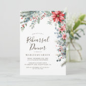 Winter Greenery Holiday Wedding Probe Dinner Einladung (Stehend Vorderseite)