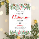 Winter Greenery Holly Merry Little Christmas Party Einladung<br><div class="desc">Dieses elegante festliche Design zeigt meine handgemalten Aquarellfarben Wintergrün und Beeren.</div>