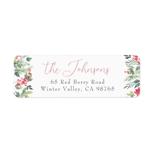 Winter Greenery Holly & Pine Script Familienname (Vorne)