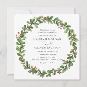 Winter Greenery Holly Wedding Einladung (Vorderseite)