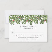 Winter Greenery Holly Wedding Einladung RSVP Karte (Vorderseite)