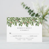 Winter Greenery Holly Wedding Einladung RSVP Karte (Stehend Vorderseite)