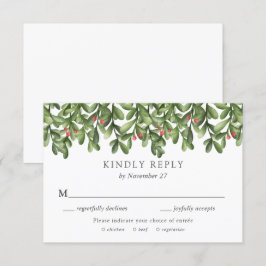 Winter Greenery Holly Wedding Einladung RSVP Karte
