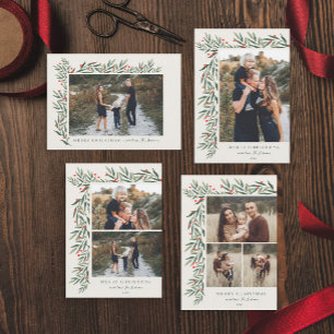 Winter Greenery Ivory Foto Weihnachten Magnetkarte