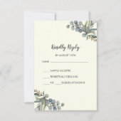 Winter Greenery | Ivory Simple Wedding RSVP Card (Vorderseite)
