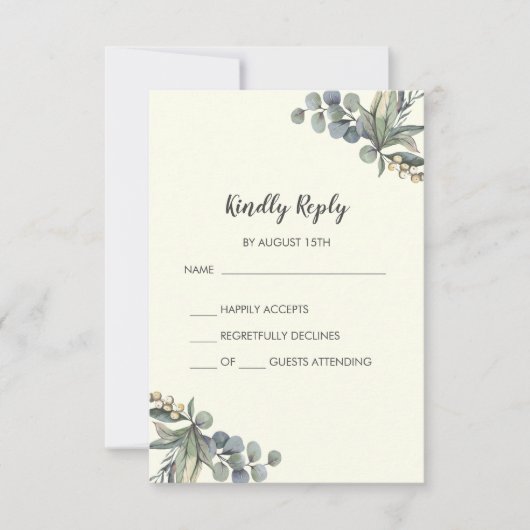 Winter Greenery | Ivory Simple Wedding RSVP Card (Vorderseite)