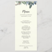 Winter Greenery | Ivory Wedding Dinner Menu Menükarte (Vorderseite)