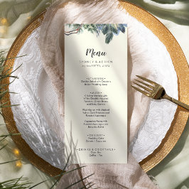 Winter Greenery | Ivory Wedding Dinner Menu Menükarte